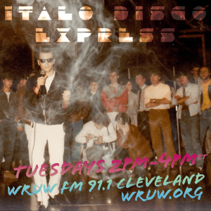 Digital poster for Italo Disco Express on Tuesdays from 2pm to 4pm